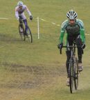Paul Oldham leads Bibby on first lap
